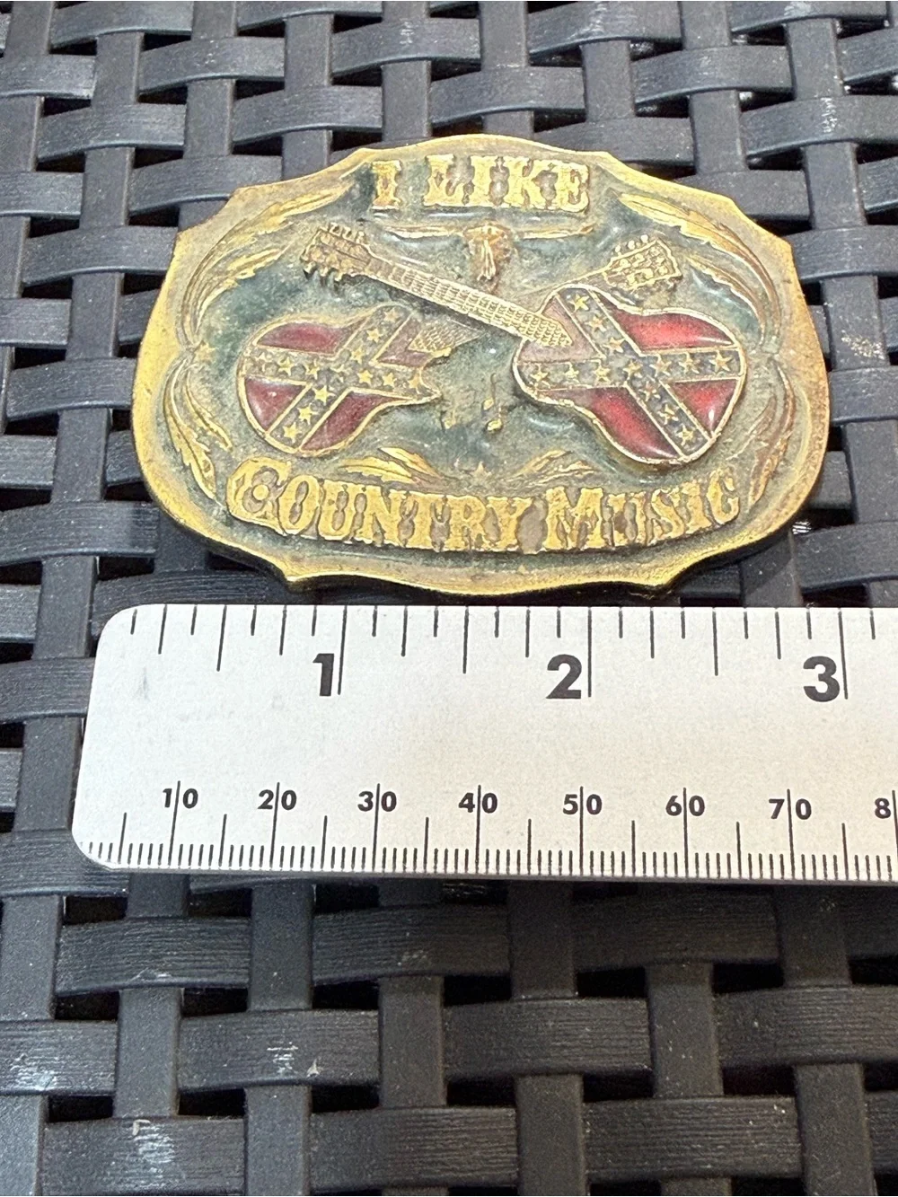 Vintage 1987 Great American Buckle Co I Like Country Music Belt Buckle USA #1853
